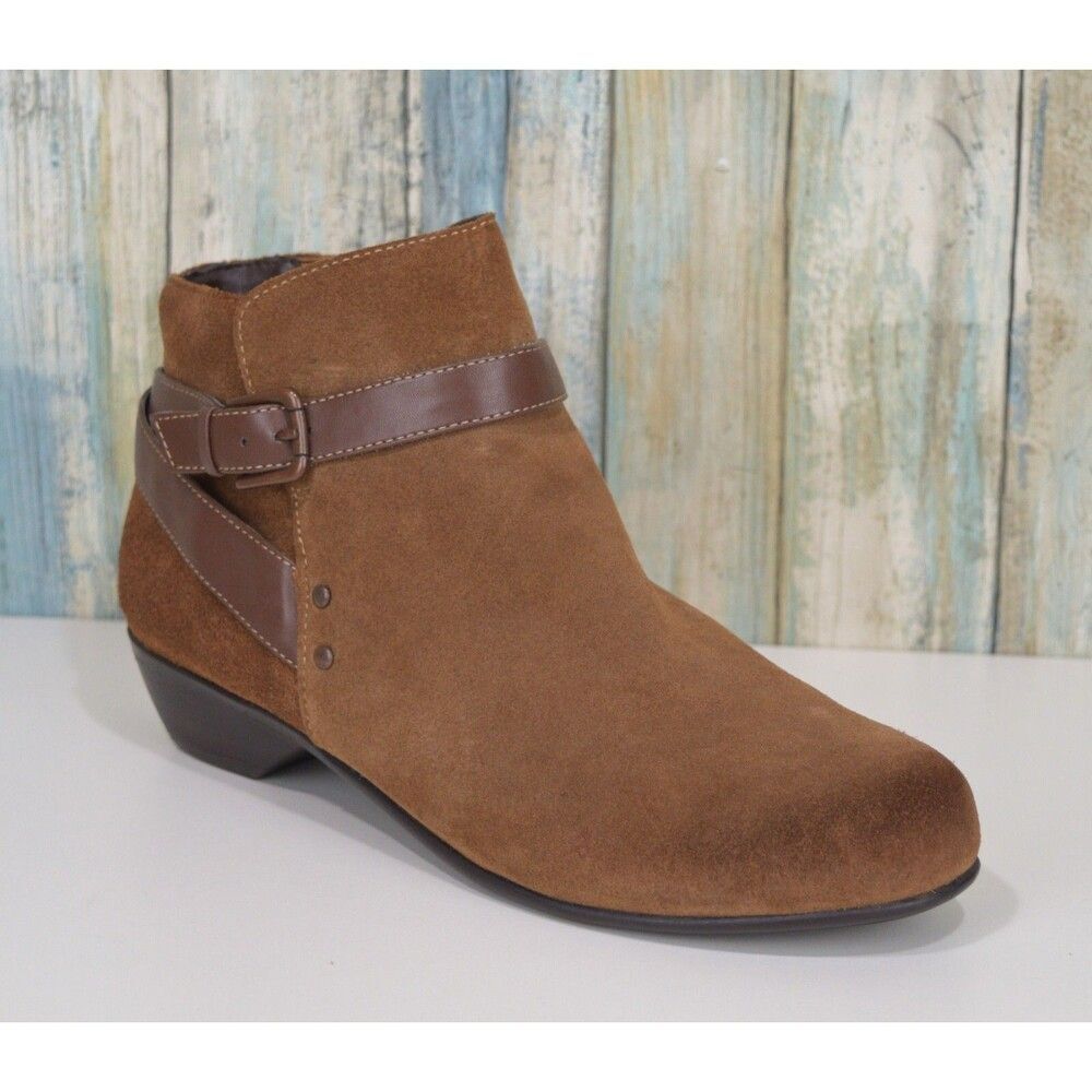 Comfortview Ankle Boots Size 9 Memory Foam Women's Brown Leather Booties